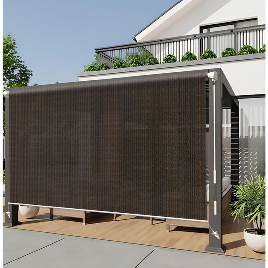 HENG FENG Outdoor Roller Shade for Patio 8'(W) x6'(H) Shades Roll up Outdoor Blinds Cordless Privac