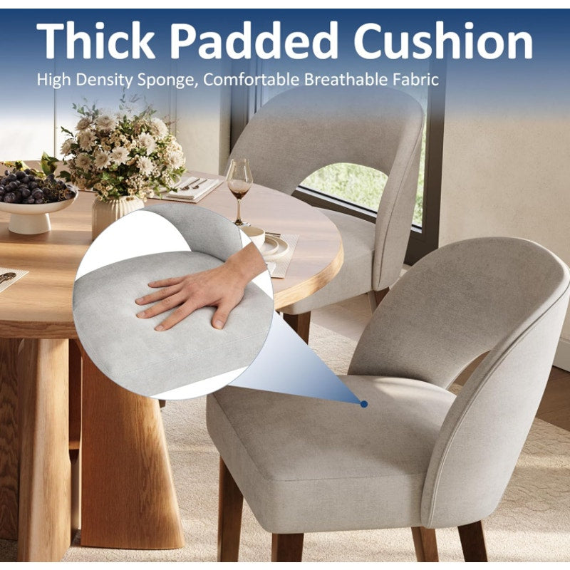 Garvee Dining Chairs Set of 2, Chenille Upholstered Kitchen Chairs, White