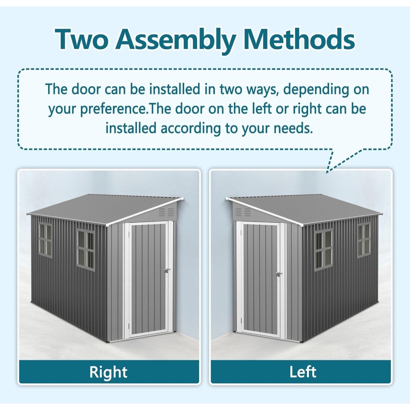 4x 10 FT Metal Outdoor Storage Shed with Windows and Foundation, Lean to Storage Sheds w/Lockable Door & Air Vents, All Weather Waterproof Garden Tool House for Backyard, Patio, Lawn, Gray