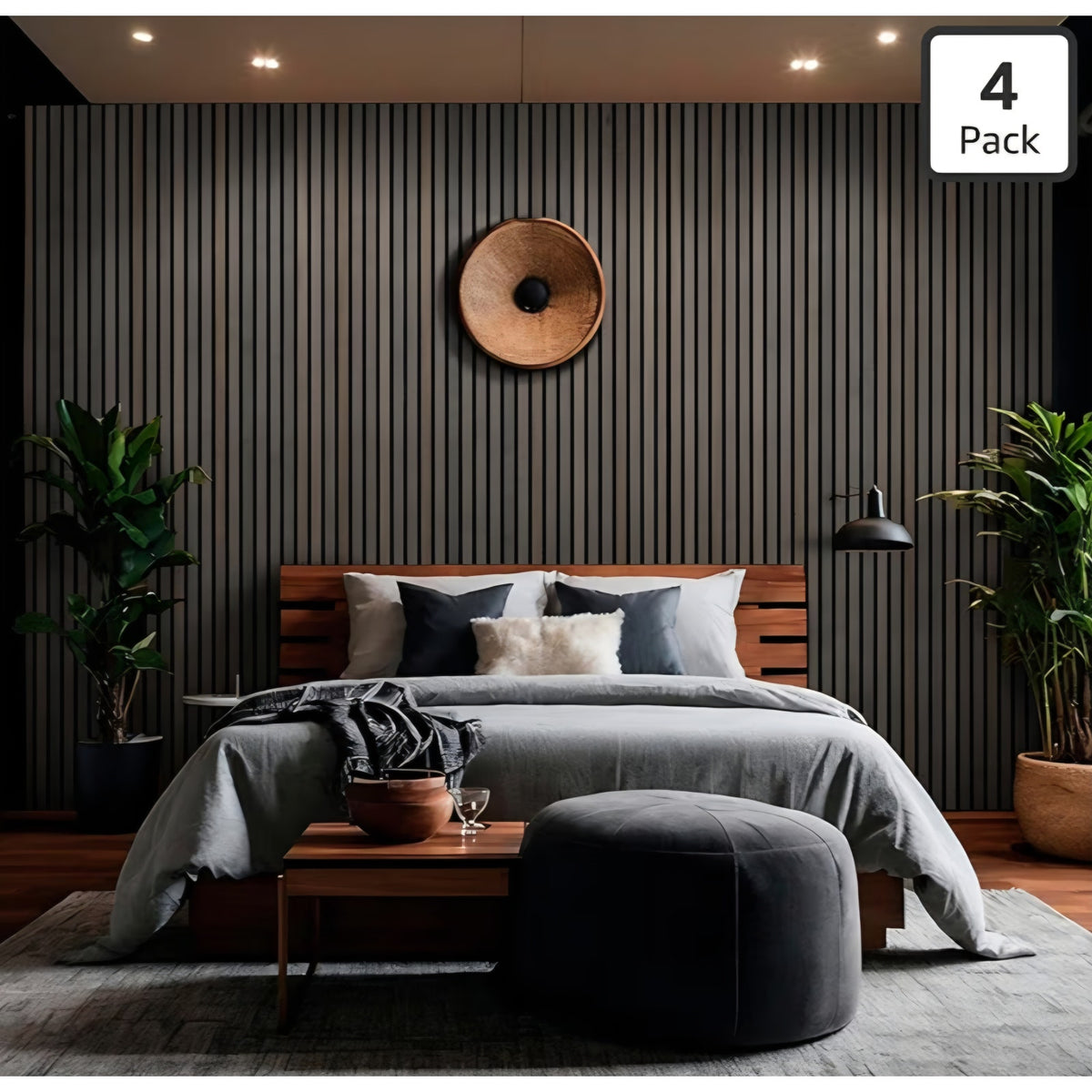 Acoustic Wood Slat Wall Panels for Interior Decor 9.5 in. x 94.5 in. - Umber