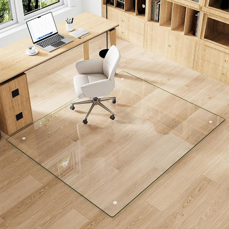 Tempered Glass Chair Mat for Carpet & Hard Floor, 48"x60" Chair Mat, Heavy Duty & Scratch Resistant