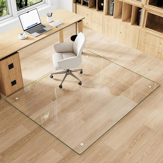 Tempered Glass Chair Mat for Carpet & Hard Floor, 48"x60" Chair Mat, Heavy Duty & Scratch Resistant