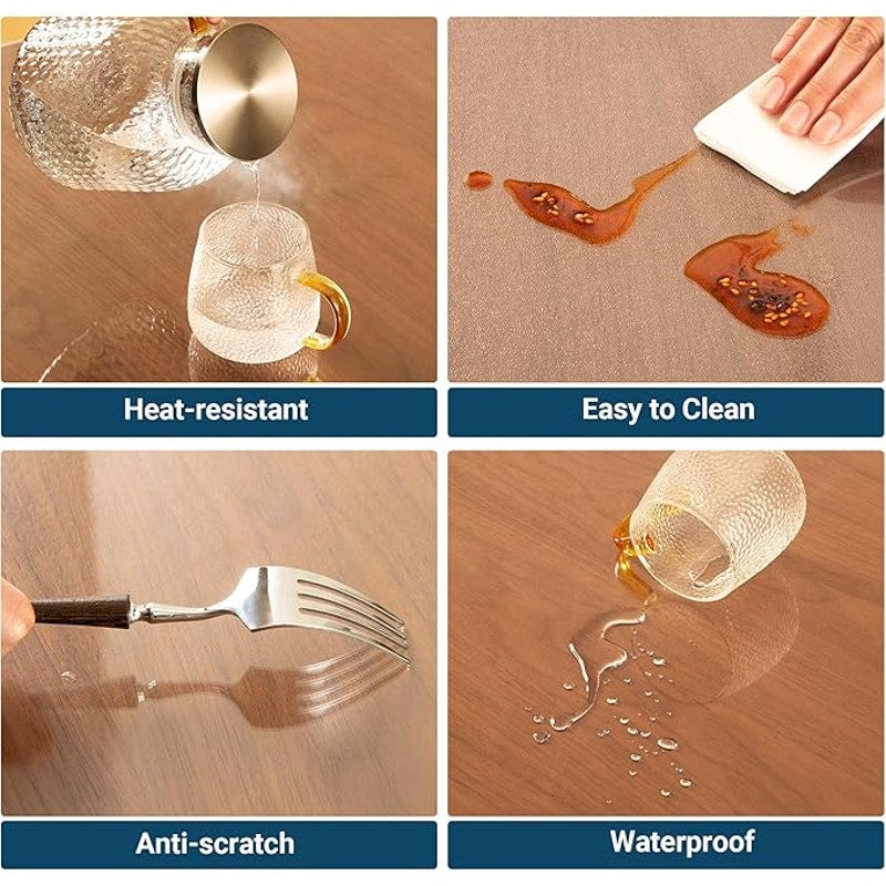 Clear Round Table Cover Protector 60 Inch, 1.5mm Transparent Plastic Waterproof, FDA Compliant