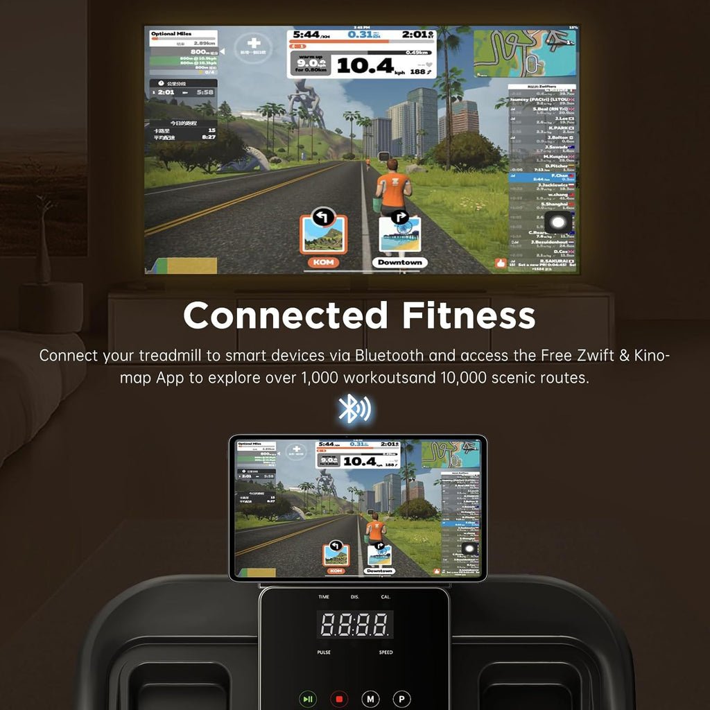 Treadmill with 0-15% Auto Incline, 3.5HP Quiet Brushless Foldable, 300 Lbs Cap.Bluetooth APP, Black
