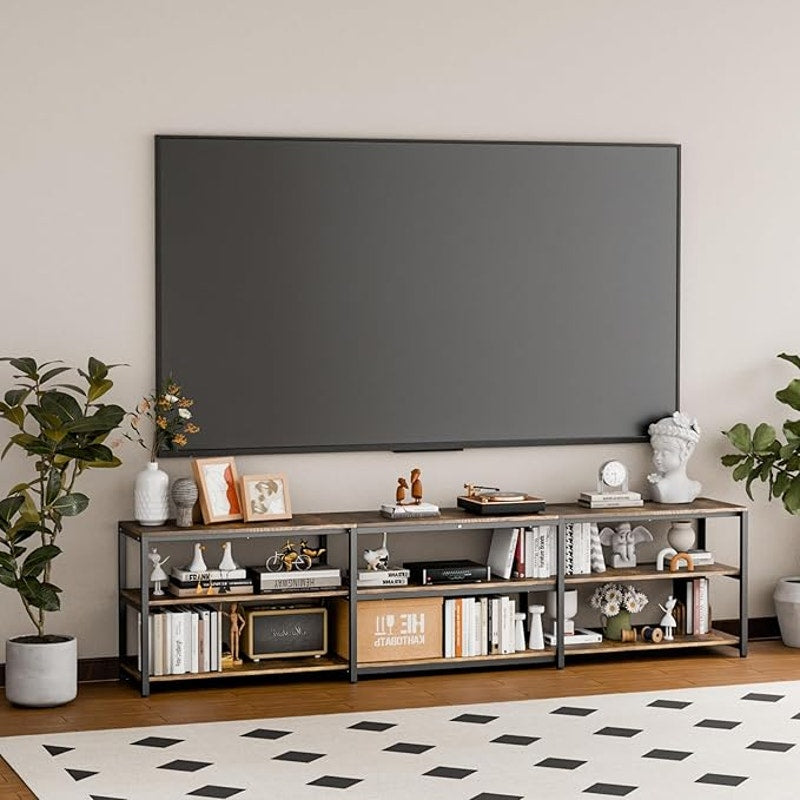 Aquzee 100 in TV Stand, Extra Large 98" Wide Entertainment Center for 85"-110", with Storage, Brown