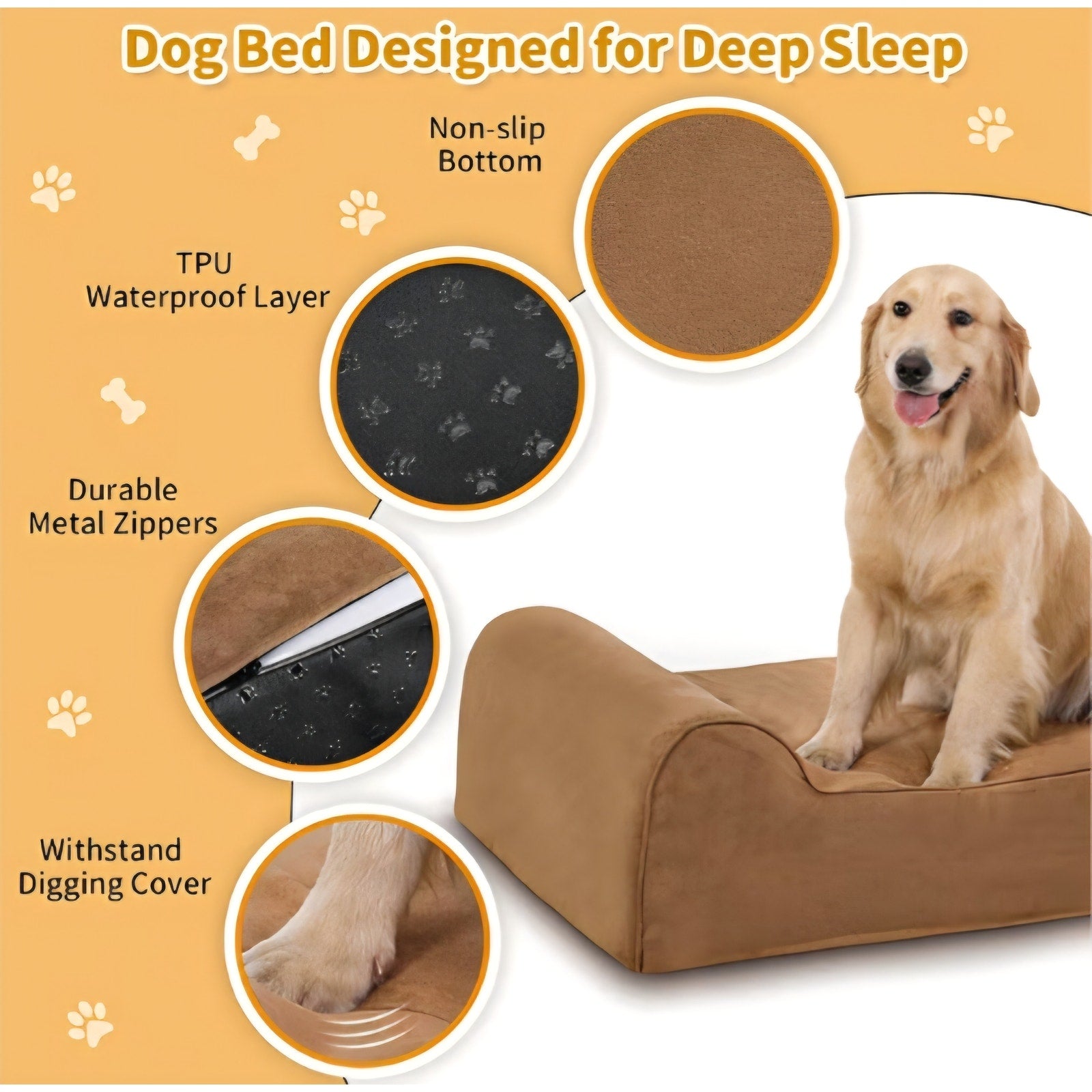 Orthopedic Dog Beds for Large Dogs, 7" Memory Foam Dog Beds with Waterproof Liner