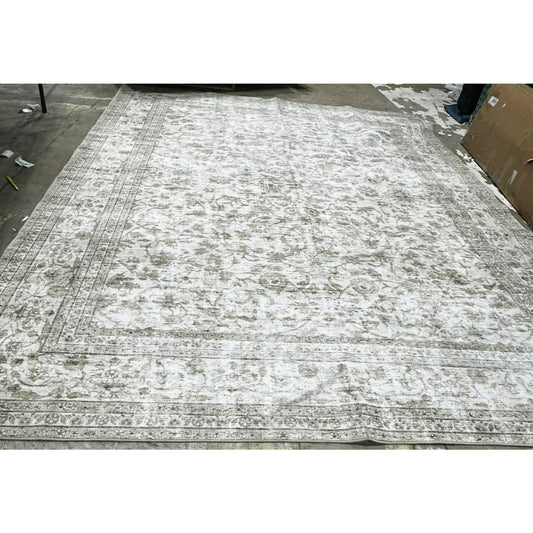 Taupe Area Rug 8x10 Vintage Floral Machine Washable, Non Slip, Indoor Carpet for Living Room