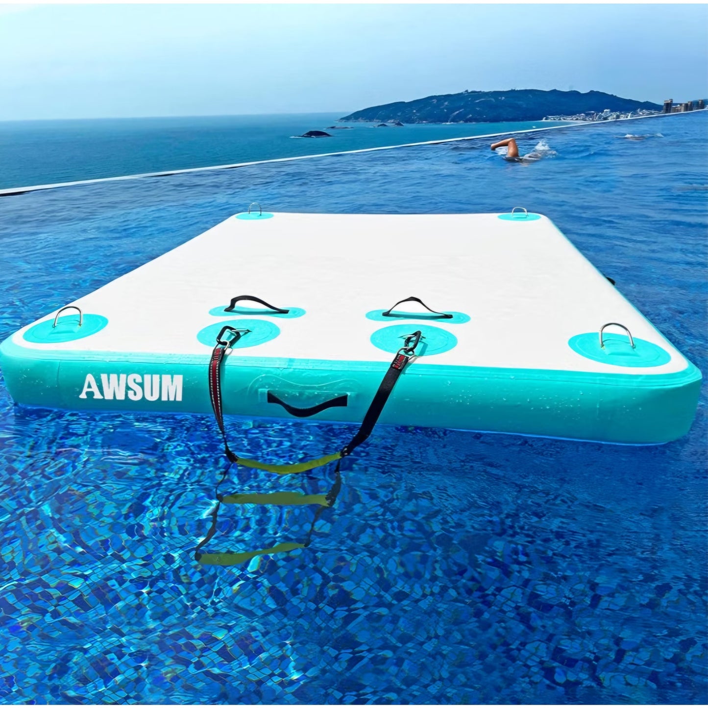 Inflatable Floating Dock Air Dock Platform Floating Island Raft with None-Slip Surface