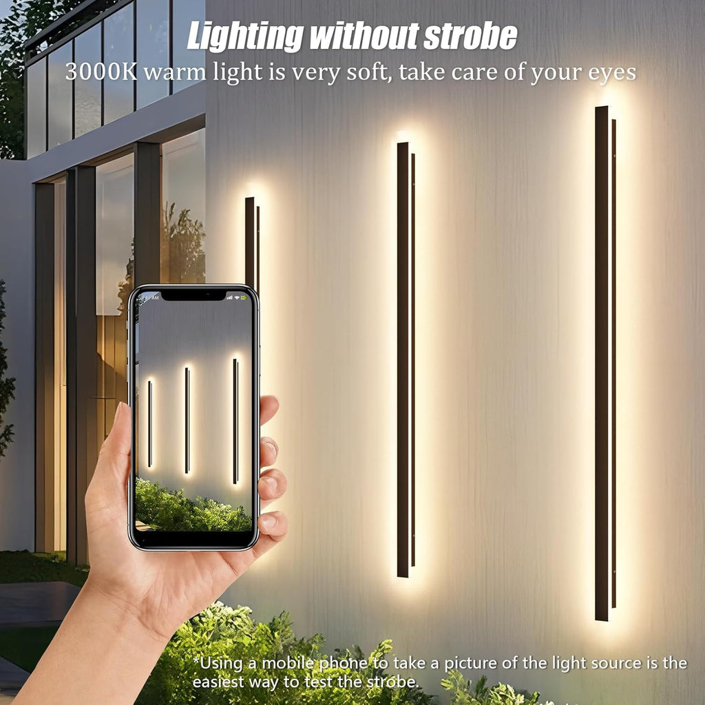 1 light 56.3inch Long Outdoor LED Wall Lights 45W Black 3000K WarmWhite Porch Lights Acrylic.