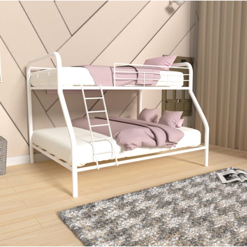 White Bunk Bed Ladder 60 inch with 4 Hooks, One Piece Steel Structure