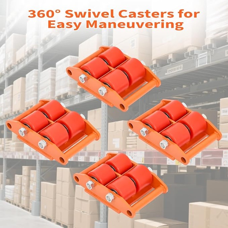 Garvee Machinery Mover Industrial Heavy Duty Skate Dolly, 4 Wheels & 360° Rotation Non-Slip Tray.