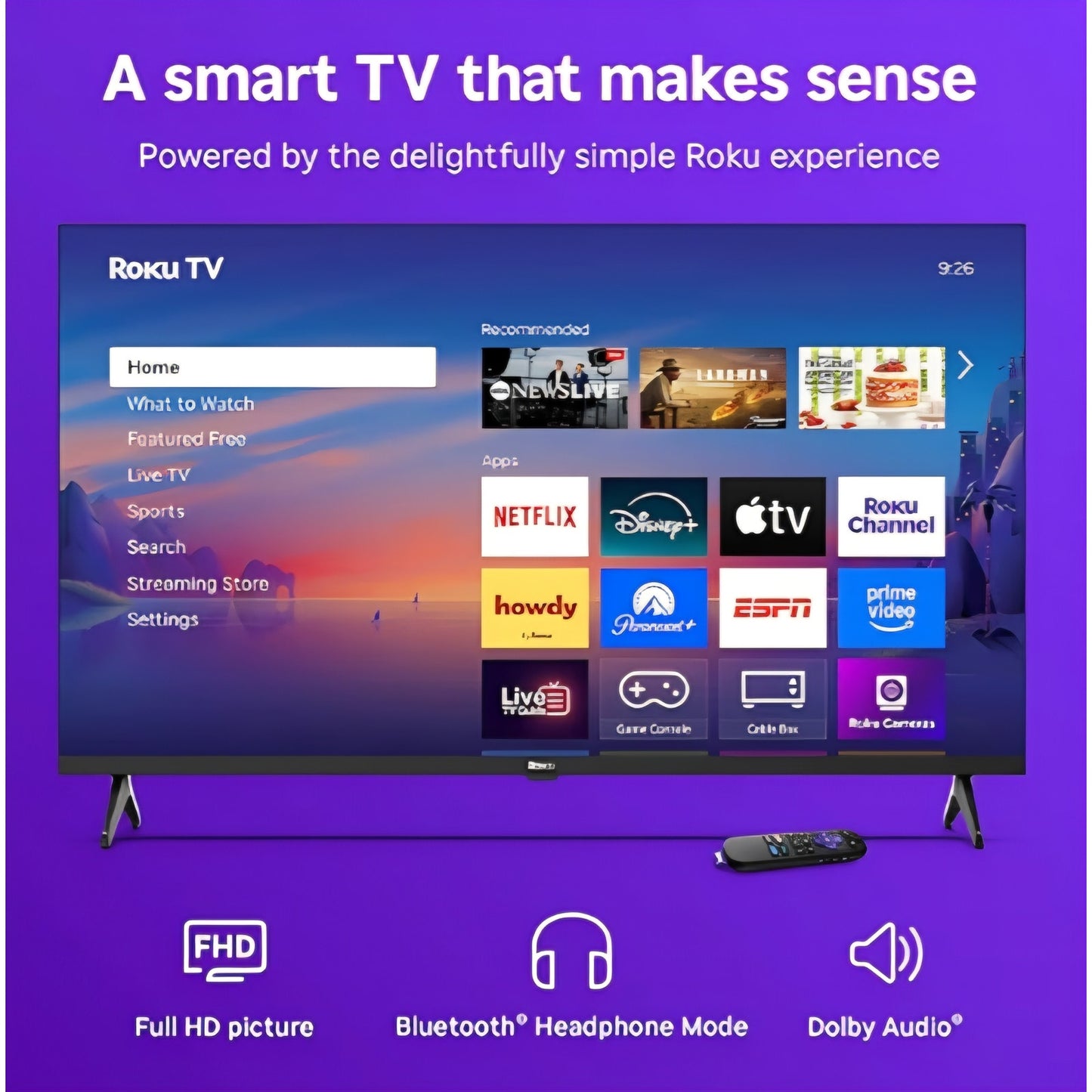 Roku Smart TV 2025 – 40-Inch Select Series, 1080p Full HD TV – Roku TV with Voice Remote