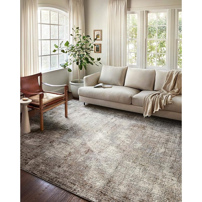 Loloi Austen Collection AUS-01 Natural/Mocha 5'-3" x 7'-7" Area Rug, (Rectangular)