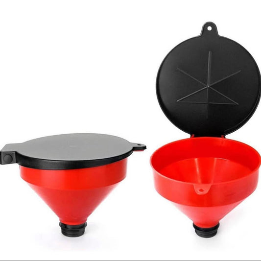 QWORK 4 Quart Lockable Drum Funnel with Removable Screen Filter, 2 Pack 2" BSP Adaptor Safety Plasti