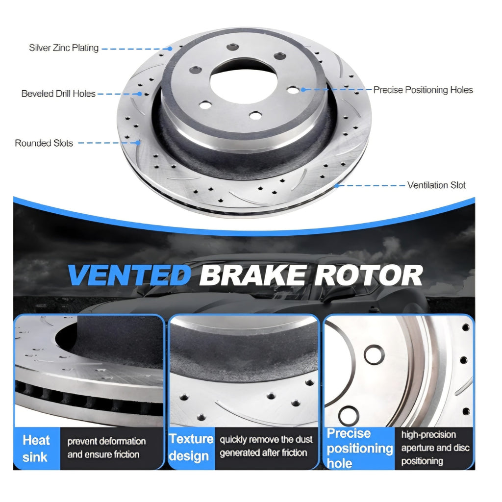 Rear Disc Brake Pads And Rotors Kit For Ford F-150, For Ford Lobo 2012-2013 With Ceramic Brake Pads