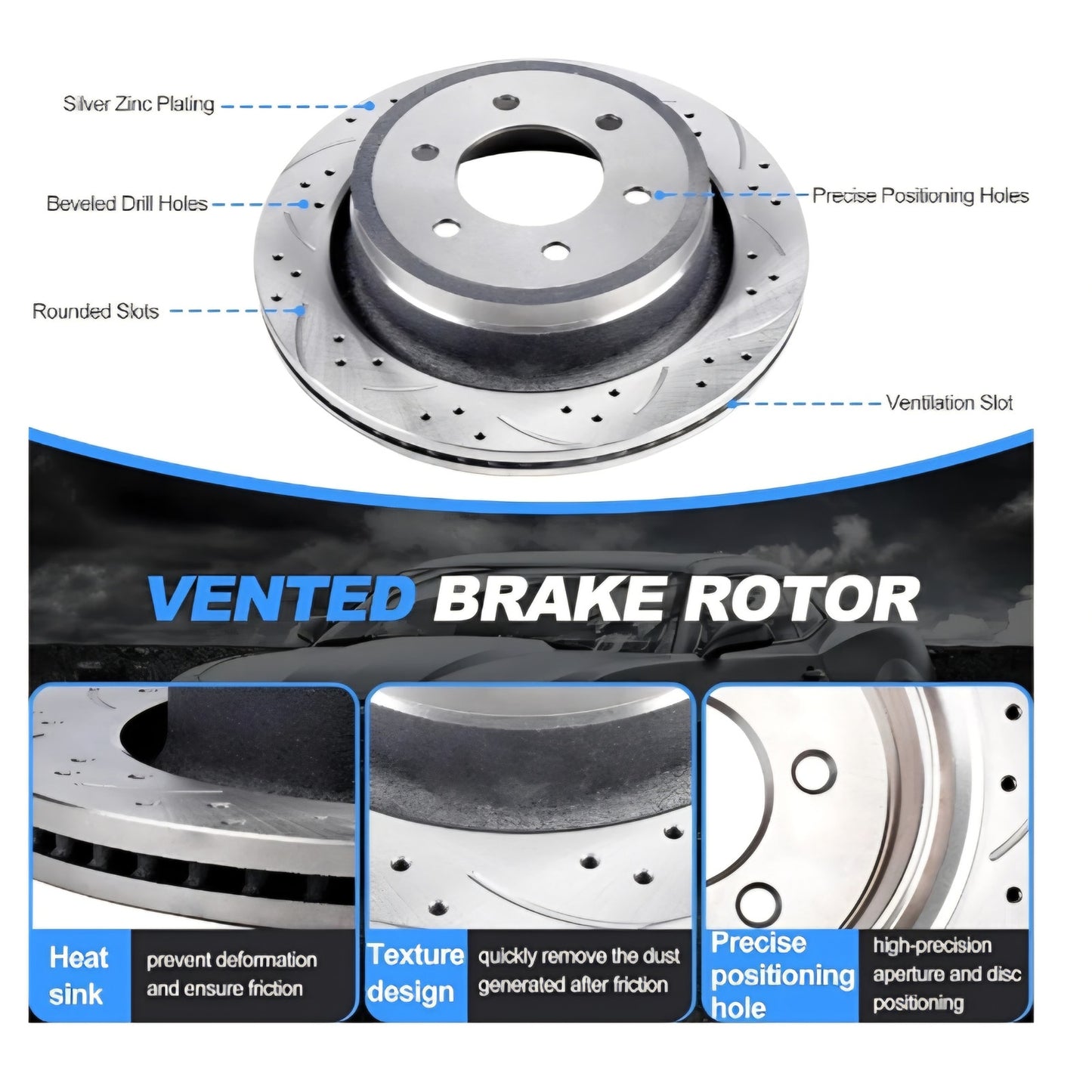Rear Disc Brake Pads And Rotors Kit For Ford F-150, For Ford Lobo 2012-2013 With Ceramic Brake Pads