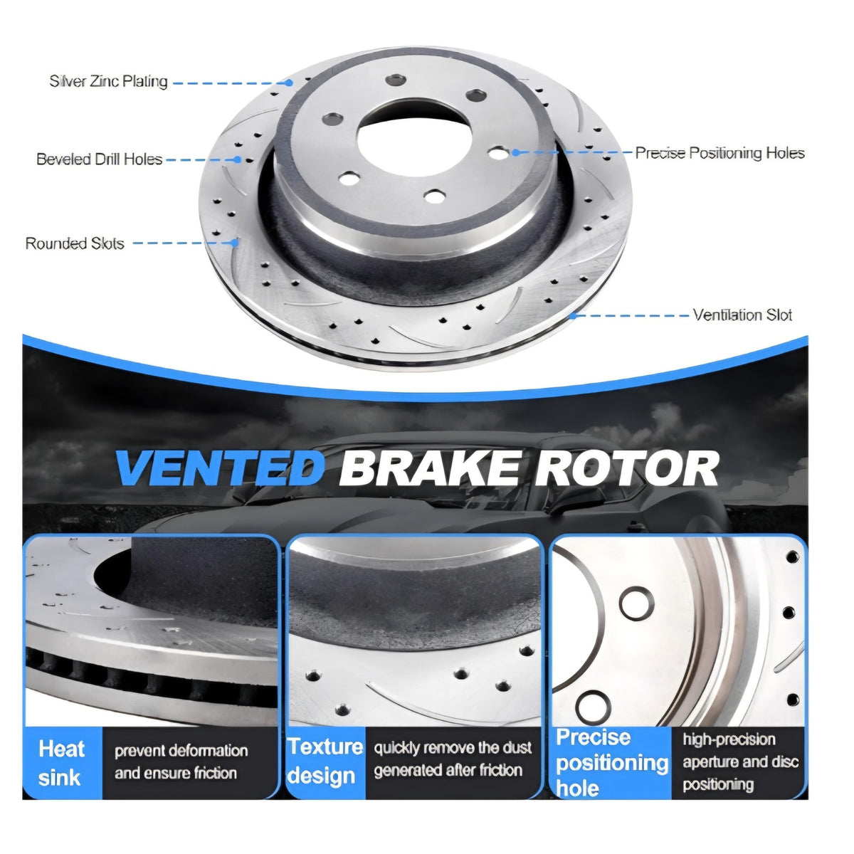Rear Disc Brake Pads And Rotors Kit For Ford F-150, For Ford Lobo 2012-2013 With Ceramic Brake Pads
