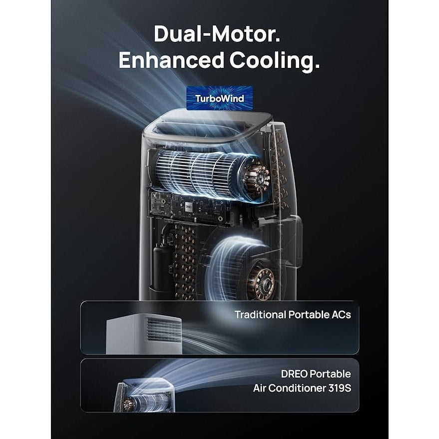 DREO Portable Air Conditioner 319S, 10000 BTU ASHRAE, 6000 BTU DOE, APP/Voice/Remote,  Room Indoors