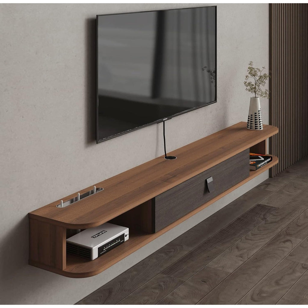 Pmnianhua Floating TV Shelf, 94'' Wall Mounted TV Stand Floating TV Console Media Entertainment