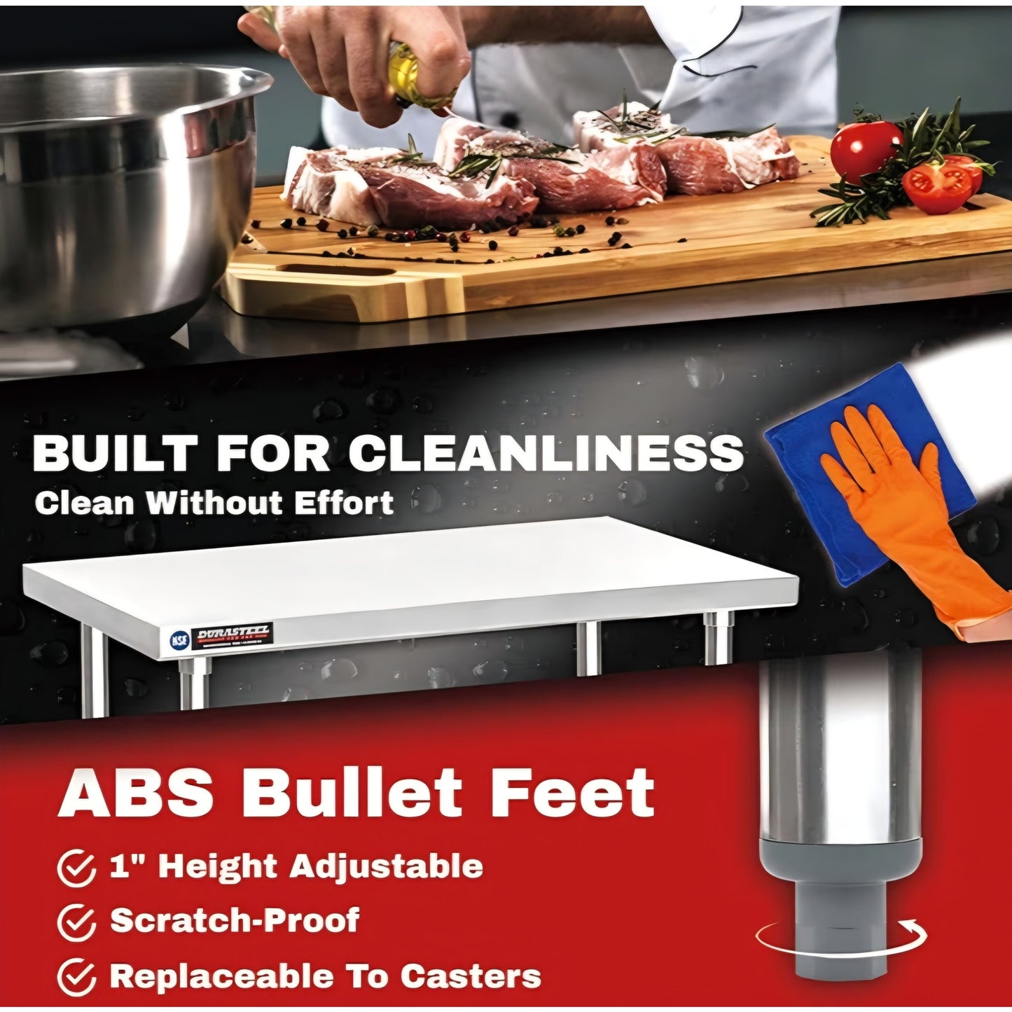 DuraSteel 30x72 Stainless Steel Prep Table - NSF Commercial Kitchen Metal Worktable