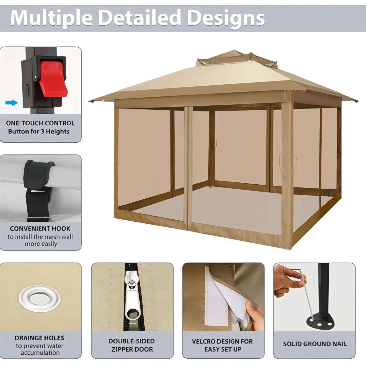 COBIZI Pop Up Gazebo 10x15 One-Push Canopy Tent, Carpas Para Patio