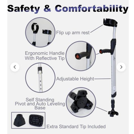 iLiving Forearm Crutches for Adults, Silver