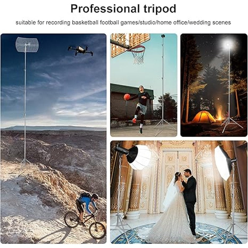 24ft Tall Telescoping Camera Tripod Stand, Heavy Duty Stainless Steel with 3 Guy Wires & 1/4" 3/8"
