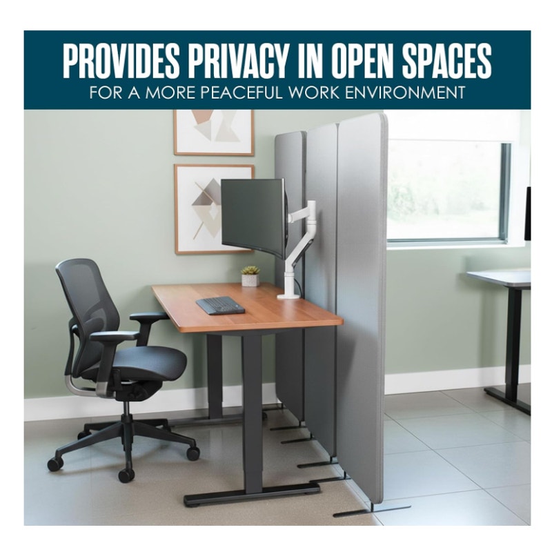 Partition Wall, Soundproof Room Dividers, Office Panel, Grey, 3 PC, 72x67"