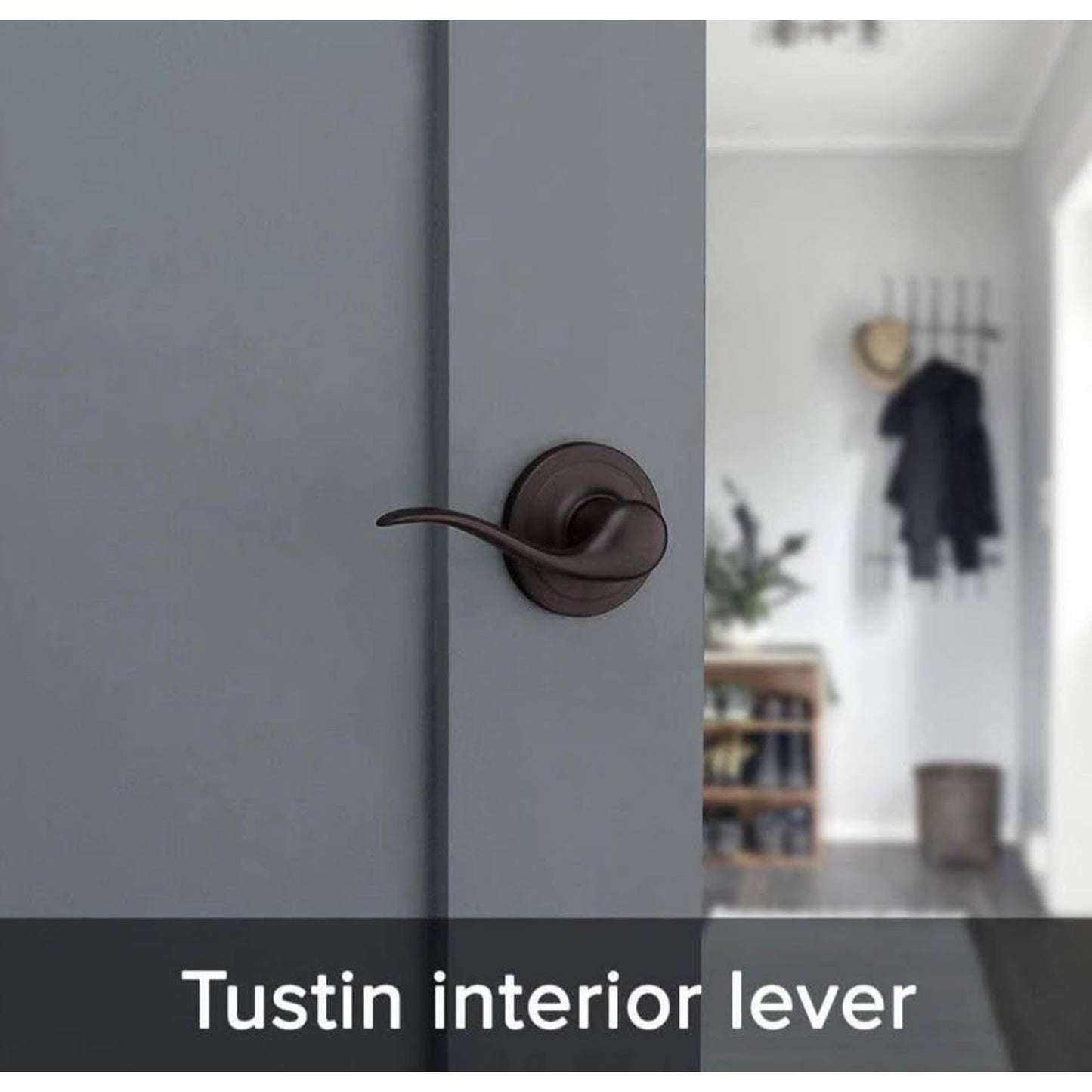 Kwikset Prescott Front Door Handle No Lock, Entry Handleset Exterior with Interior Reversible Handed