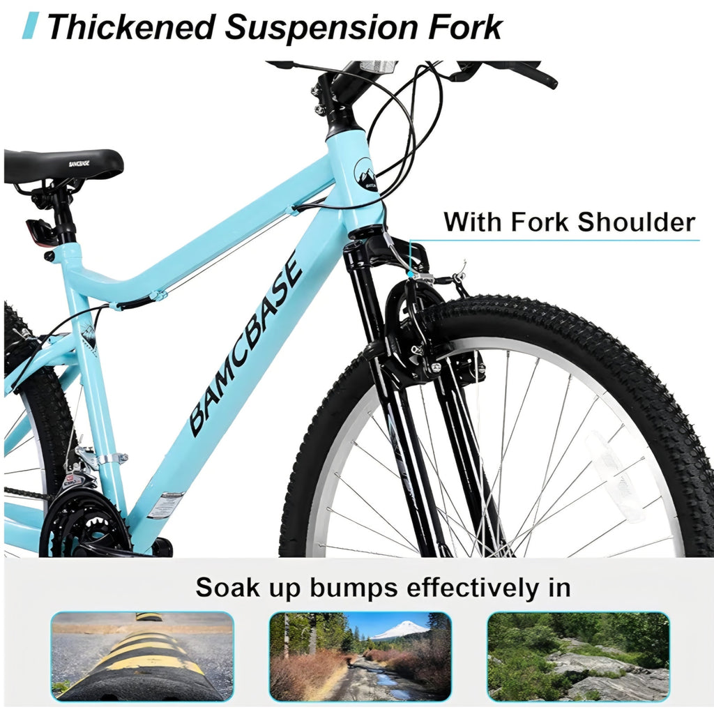 26 Inch Womens and Mens Mountain Bike, 18 Speed Steel Frame Adult Bicycle
