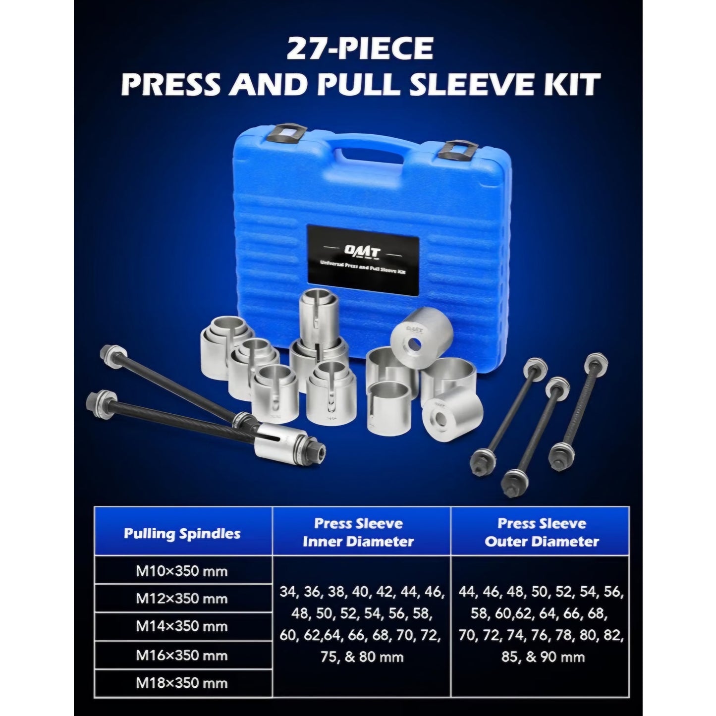 Orion Motor Tech Bushing Press Kit, 27pc Pull and Press Sleeve Kit for Most LCV HGV Engine Cars