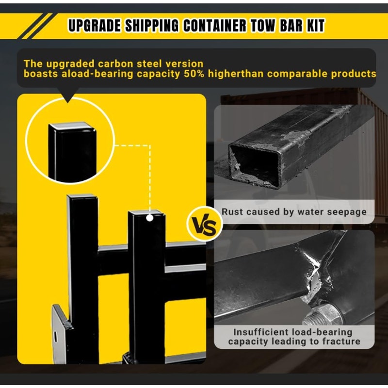 Shipping Container Tow Bar Kit (100.2 Inches) for 20'/40' Containers Upgrade High-Strength