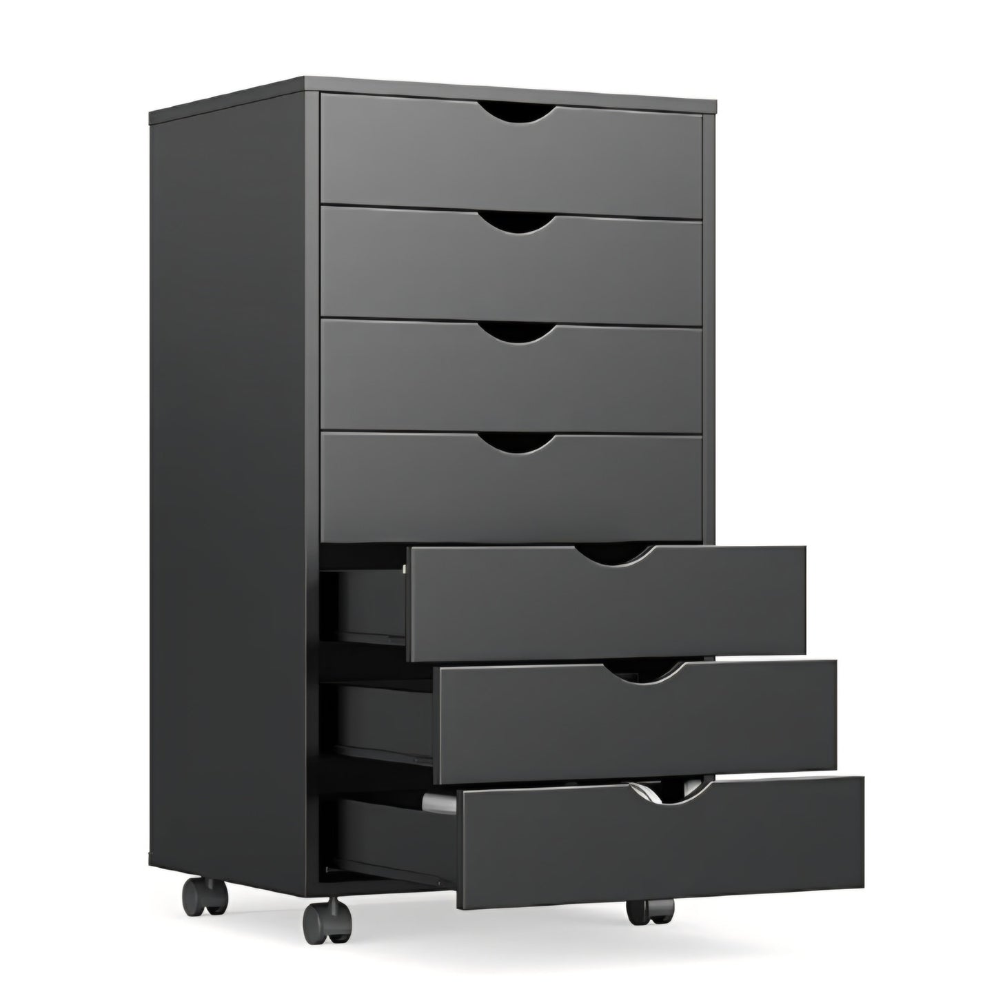 7 Drawer Mobile File Cabinet Under Desk Storage Organization with Wheels 18.74"W x 34.25"H, Black
