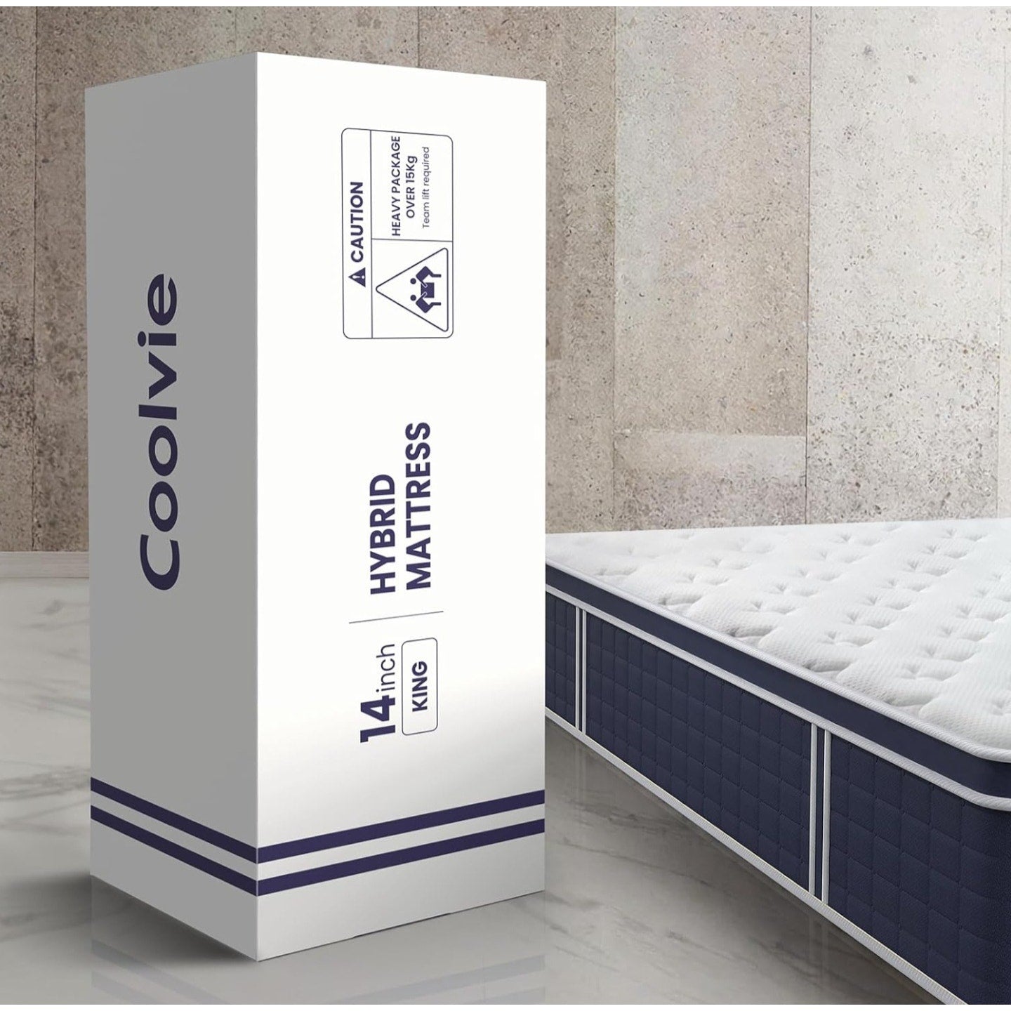 Coolvie Full Size Mattress 14 Inch, Hybrid Soft Medium Plush Mattress with Gel Memory Foam