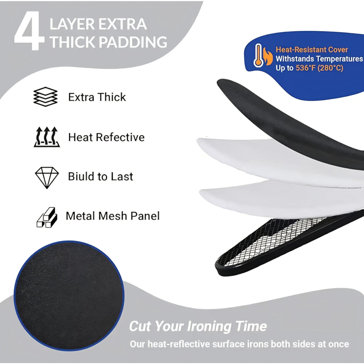 Ironging Board, Metal Mesh Panel Folding Iron Board with Retractable Iron Rest,