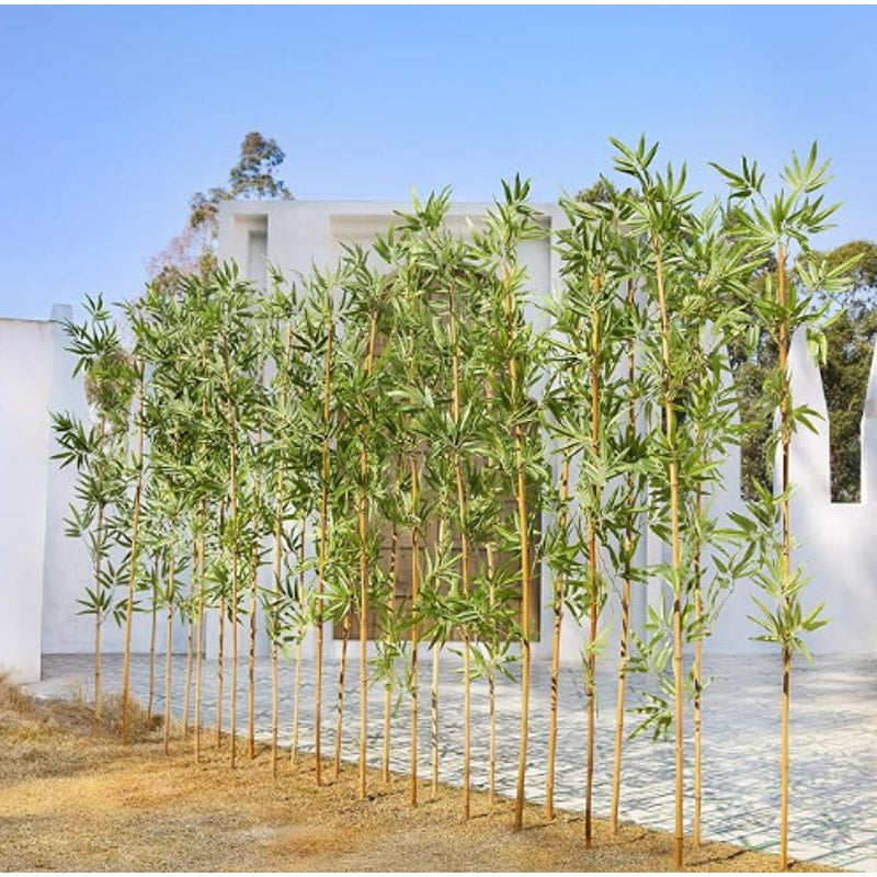 Artificial Bamboo Plant 6Ft Privacy Fence Screen - Real Bamboo Poles & UV-Resistant Faux Leaves