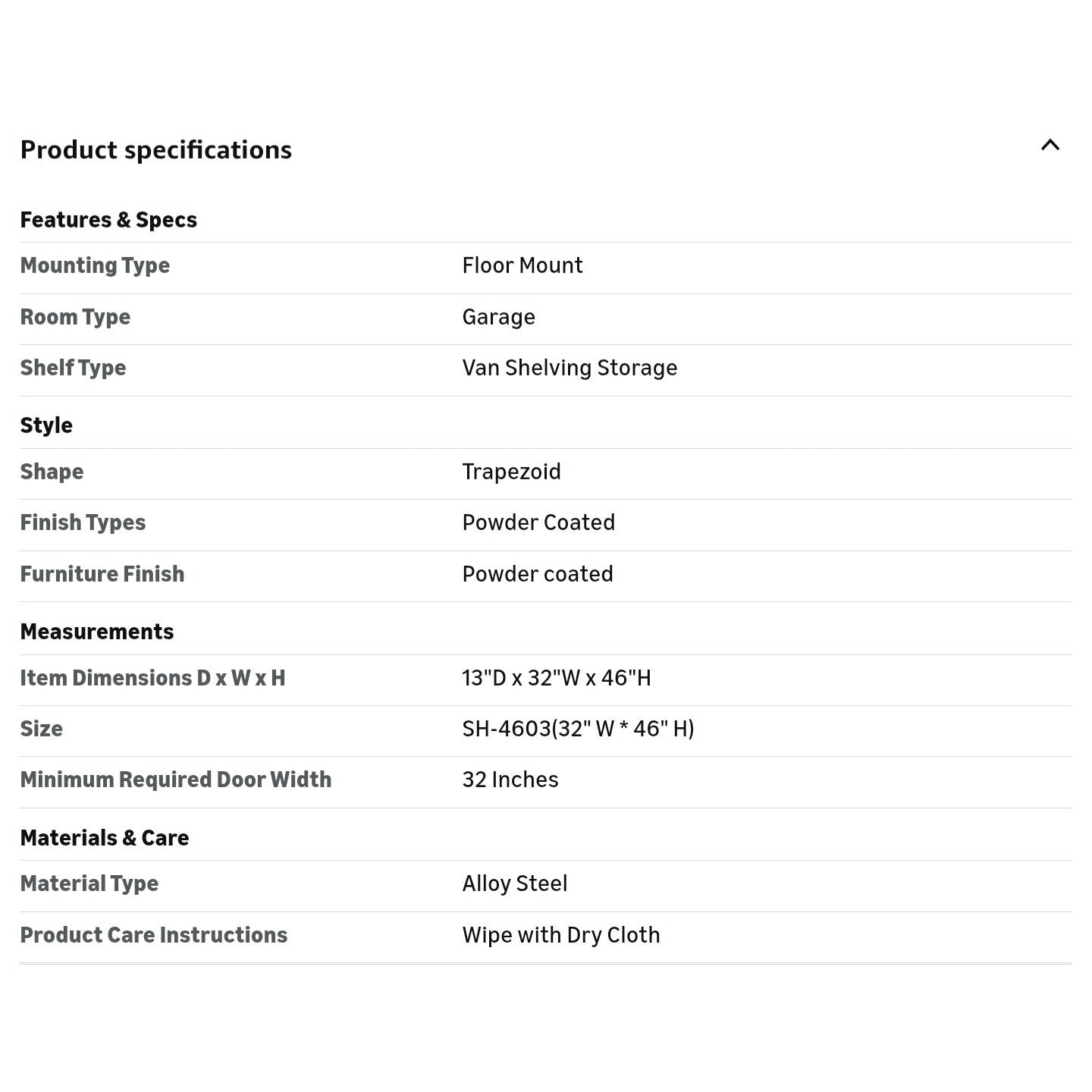 AA Products Inc. SH-4603 Steel Low/Mid/High Roof Van Shelving Storage System Fits