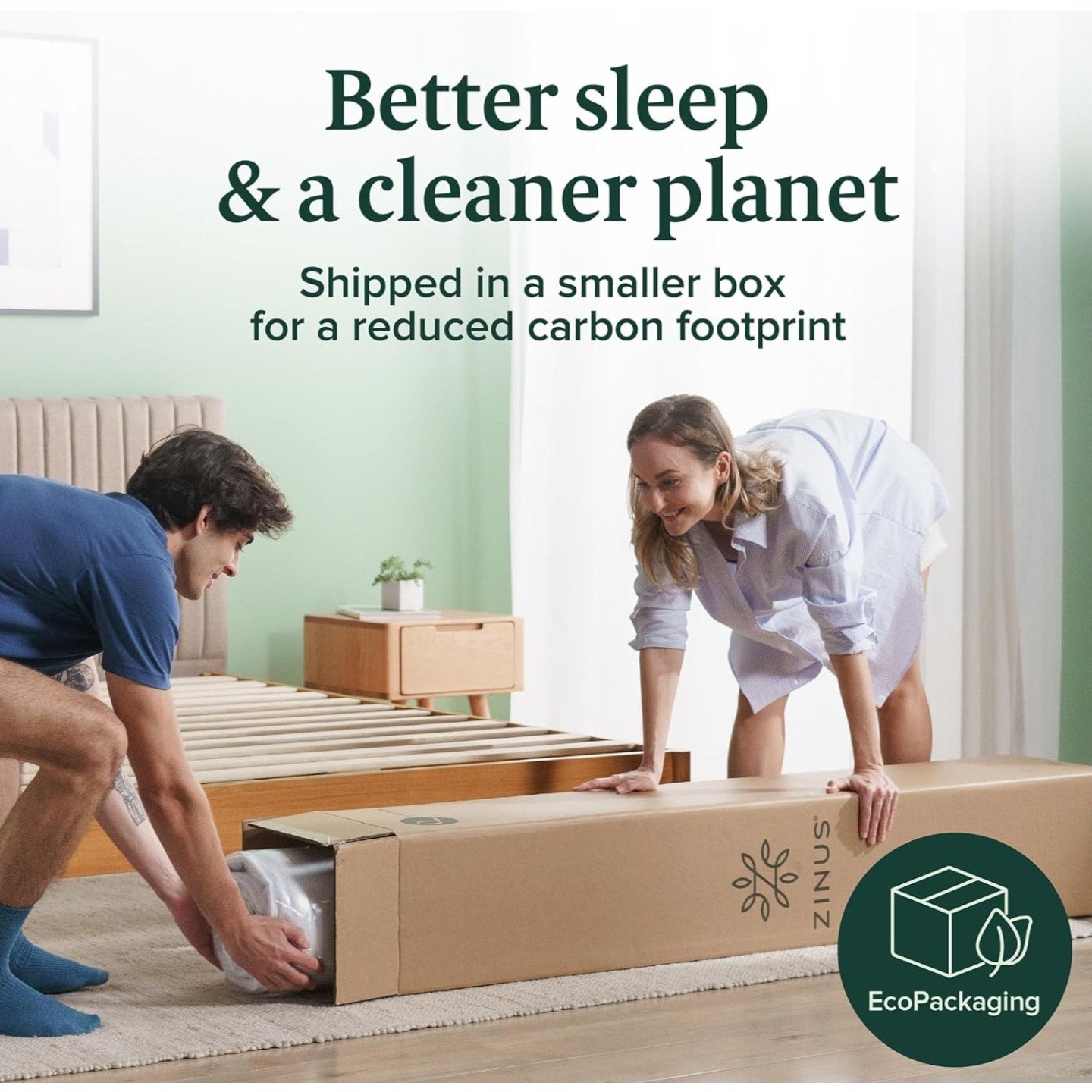 ZINUS 12 Inch Green Tea Memory Foam Mattress [New Version], King, Fiberglass free, Medium Firm Feel