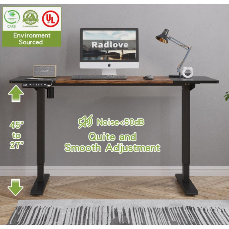 Radlove Electric Height Adjustable Standing Desk, 55 x 24 Inches Sit Stand up Workstation