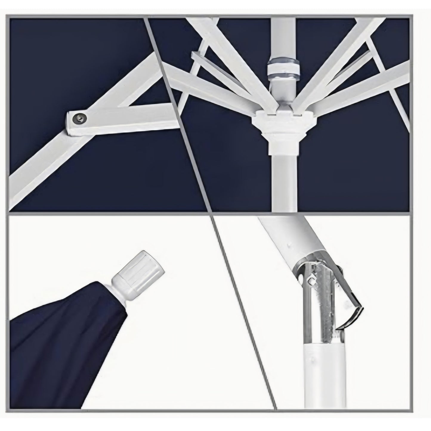 California Umbrella 11' Round Aluminum Market Umbrella, Crank Lift, Collar Tilt, Bronze Pole