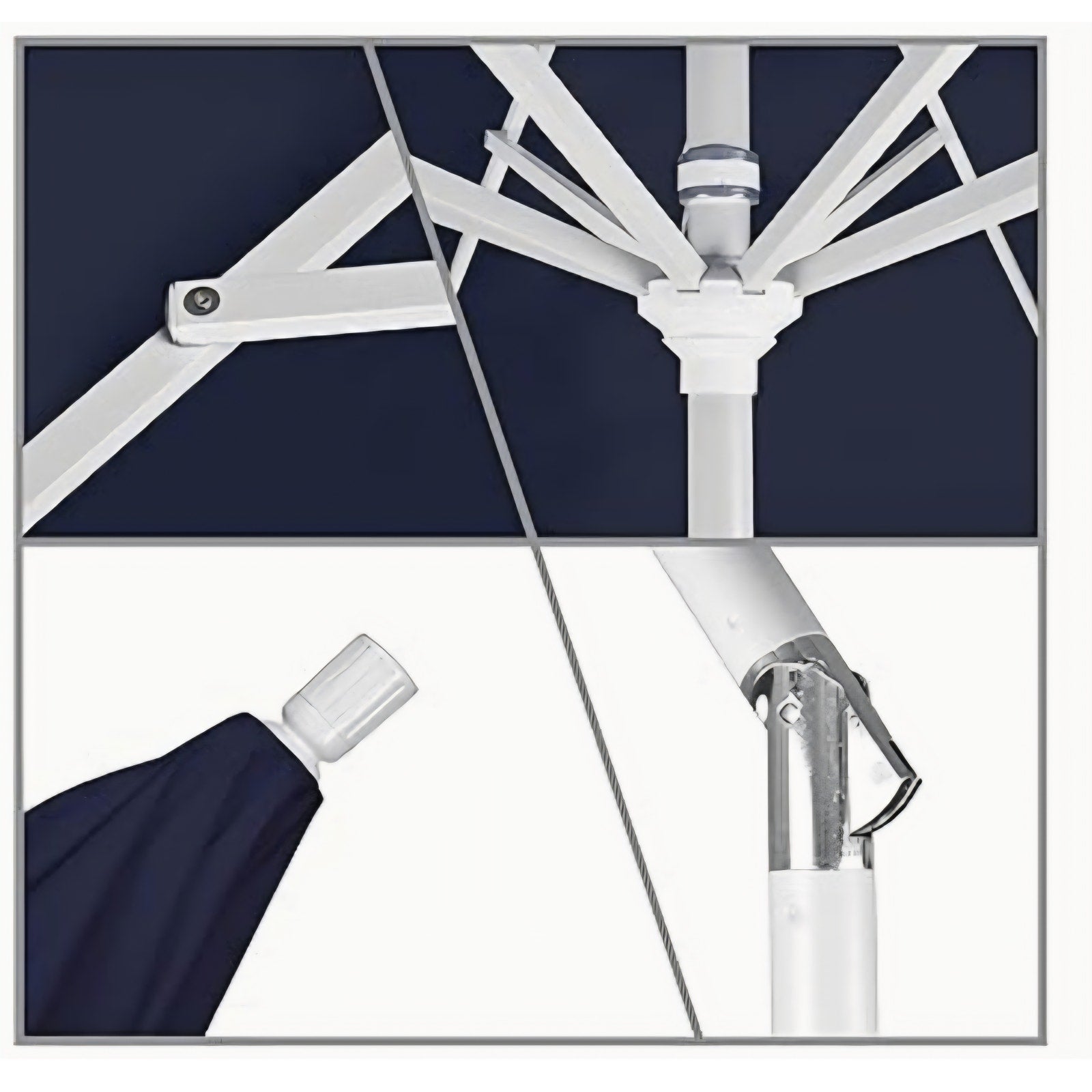 California Umbrella 11' Round Aluminum Market Umbrella, Crank Lift, Collar Tilt, Bronze Pole