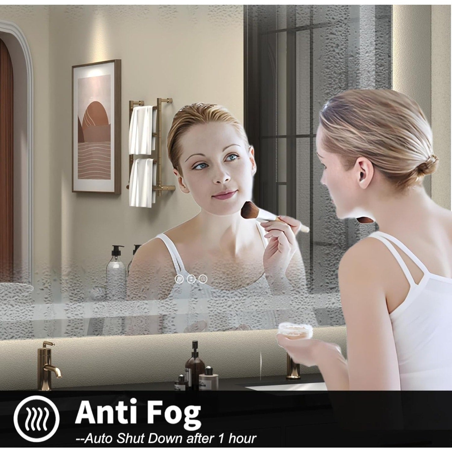 60x30 Lighted Bathroom Mirror for Wall, LED Illuminated Vanity Mirror with Lights, Dimmable, Anti