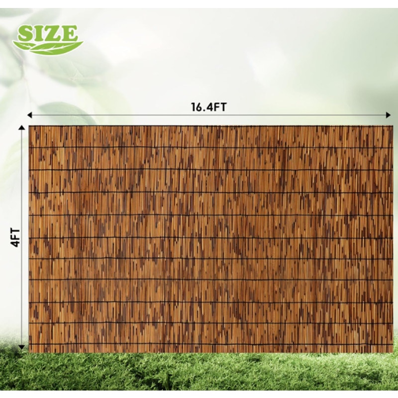 FENRUNXU Natural Bamboo Reed Fencing – 4FT x 16.4FT – Set of 2 Rolls