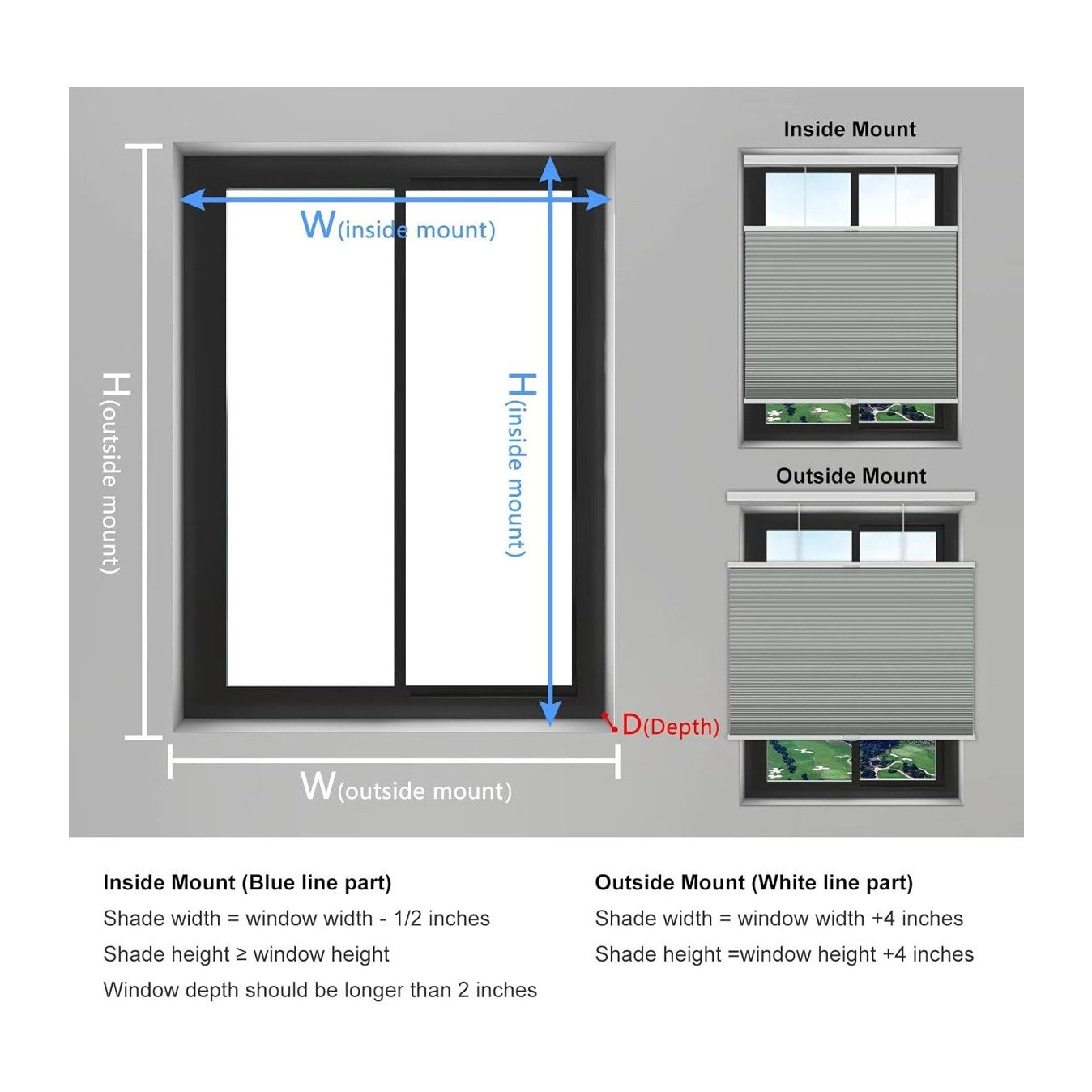 Changshade Blackout Cellular Shades Cordless, Top Down Bottom Up Blinds for Windows, 1.5" Single Cell Pleated Honeycomb Window Shades for Bedroom, Child Room,36" Width x72 Height,Gray