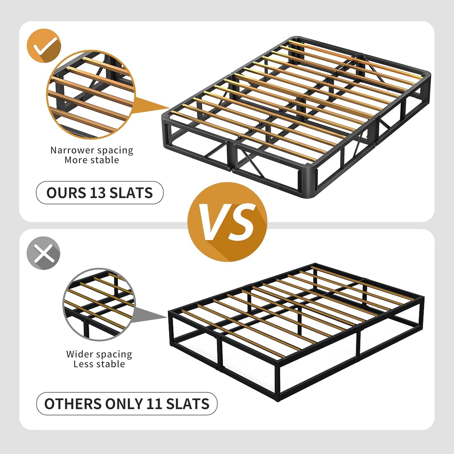 MAF Cal King Size King Box Spring, 10 Inch High Profile, 3500 lbs Black Heavy Duty Metal Mattress.
