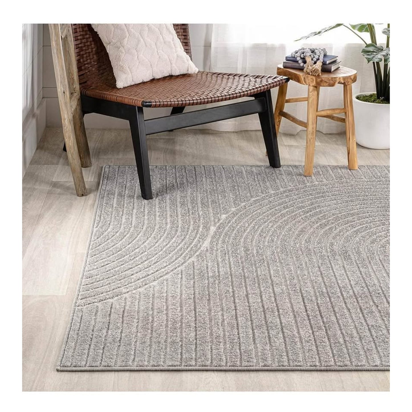 JONATHAN Y SCN100A-5 Skagen High-Low Minimalist Curve Geometric Indoor/Outdoor Area Rug, 5’3”x7’7”