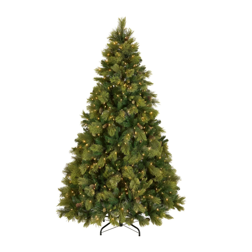 Artificial Christmas Tree, 750 Clear Lights, 1,399 Tips, Includes Stand, Green