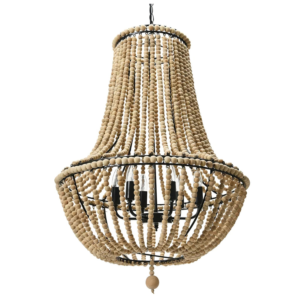 Draped Wood Bead Chandelier 32"L x 24.5" W x 32.25" H