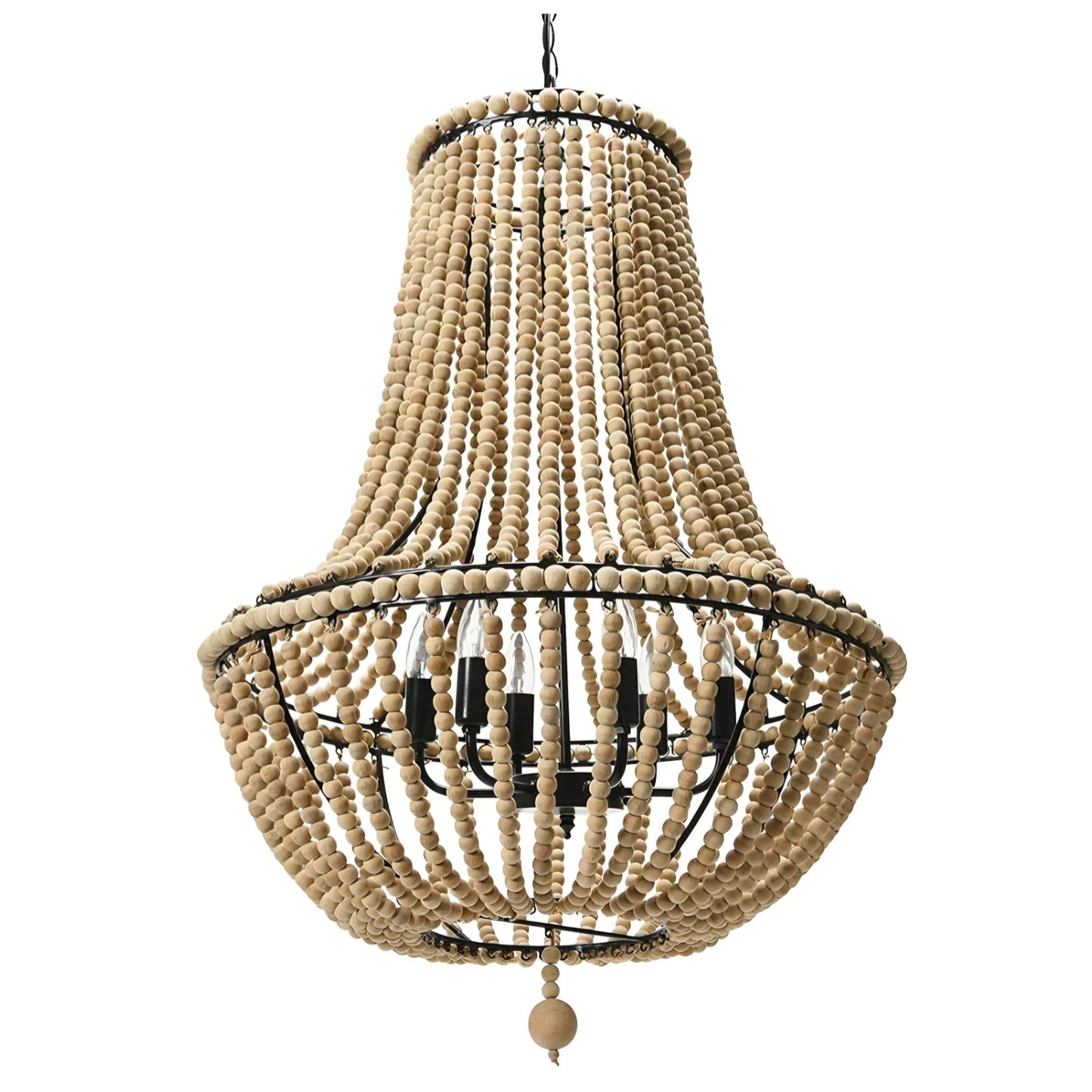 Draped Wood Bead Chandelier