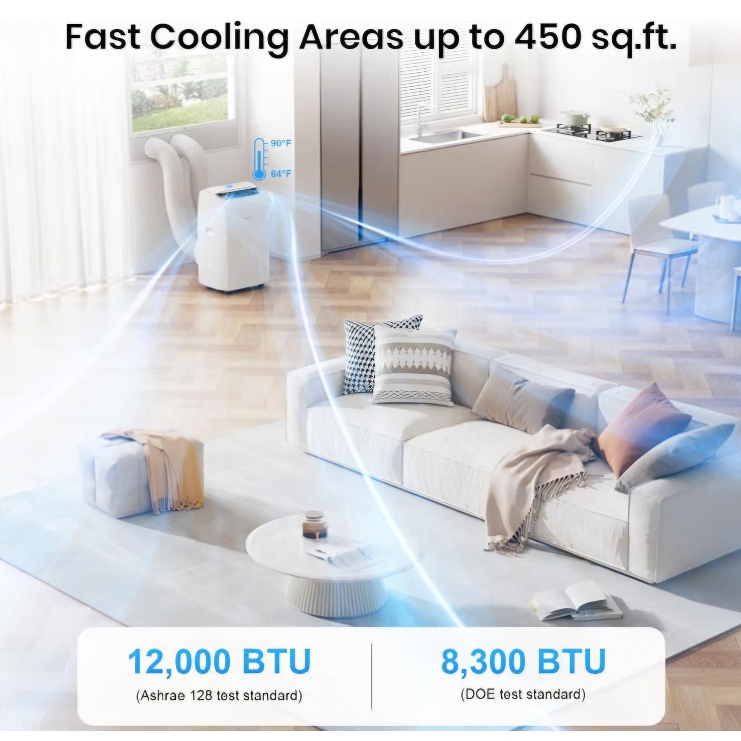 Gasbye Dual Hose Portable Air Conditioners, 12,000 BTU Portable AC Cools Up to 450 Sq.Ft